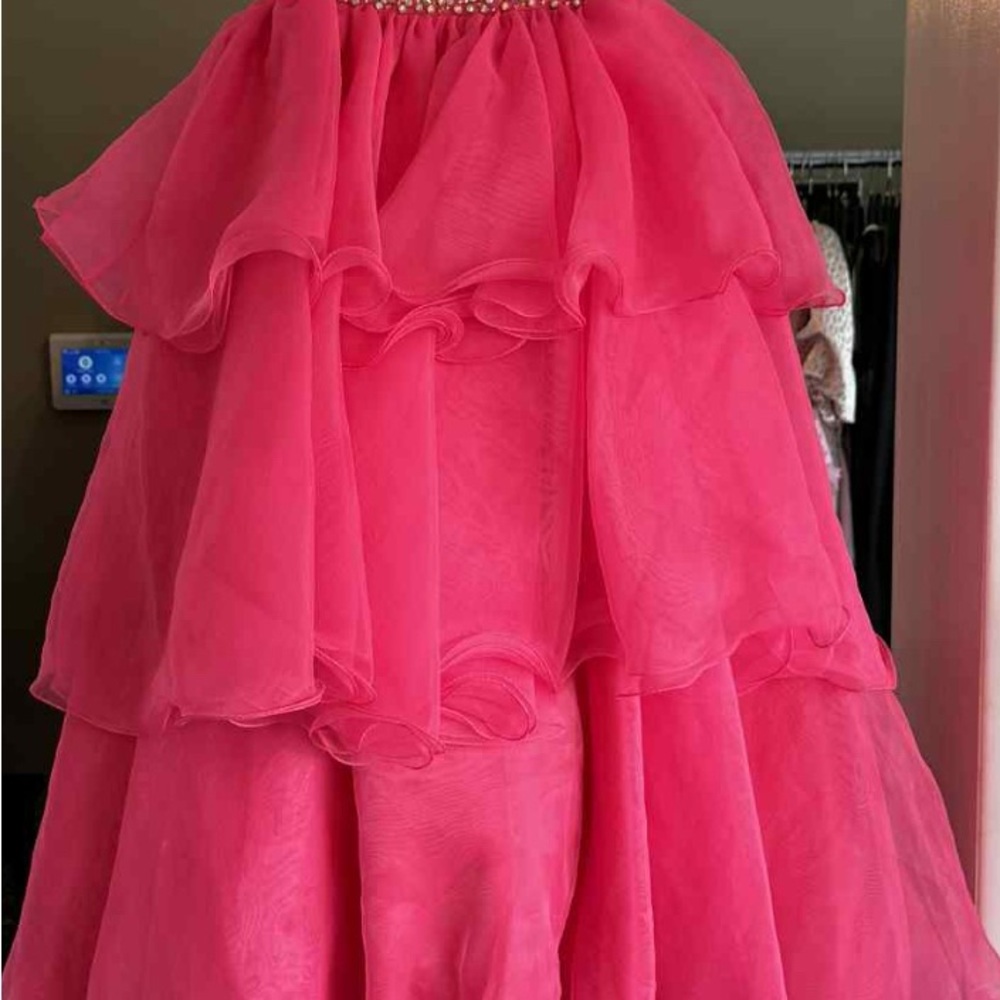 Vibrant Pink one more couture, custom pageant gown, size 6